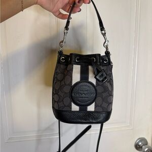 Coach Black and Cream Mini Bucket Bag